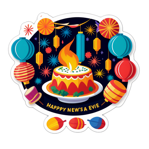 新年聚餐美食慶祝貼紙