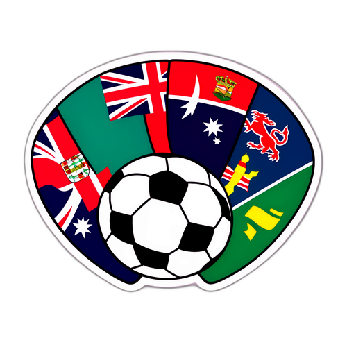 दक्षिण ऑस्ट्रेलिया और तस्मानिया के ध्वज और फुटबॉल का संयोजन