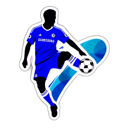 Silhouette eines Fußballspielers im Chelsea-Trikot