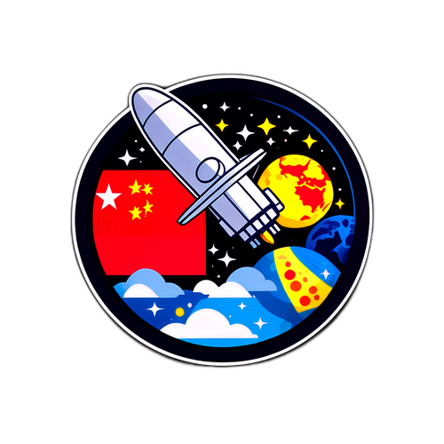 展示中国卫星应用的科技贴纸