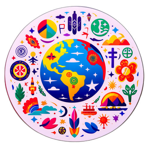 Західна півкуля з культурними символами