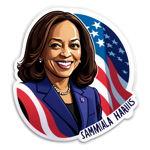 Ontdek de Krachtige Stem van Kamala Harris: Patriotisme in Illustratie!