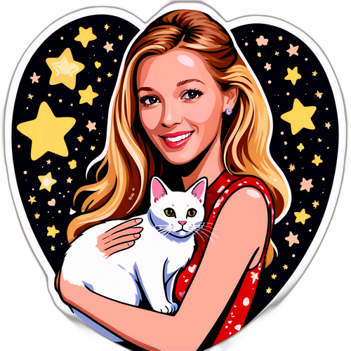 Blake Lively med katt i stjärnor och hjärtan