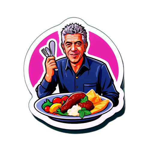 Sticker kulinarny i podróżniczy inspirowany życiem Anthony'ego Bourdaina