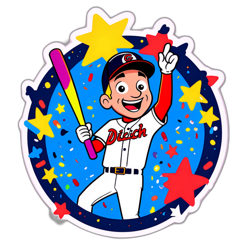 Whimsical Home Run Celebration Sticker