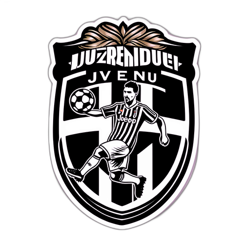 फुटबॉल और जुवेंटस लोगो वाला स्टिकर