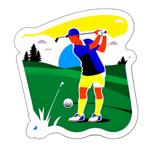 Sporty Golfer Sticker