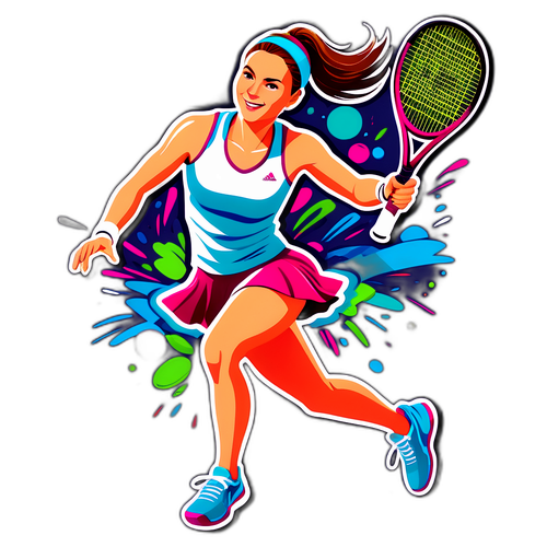 En livlig illustration af en tennisspiller i aktion