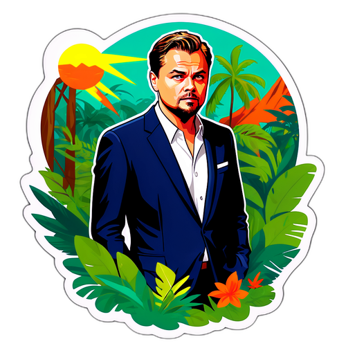 En dynamisk actionsticker av Leonardo DiCaprio i djungeln