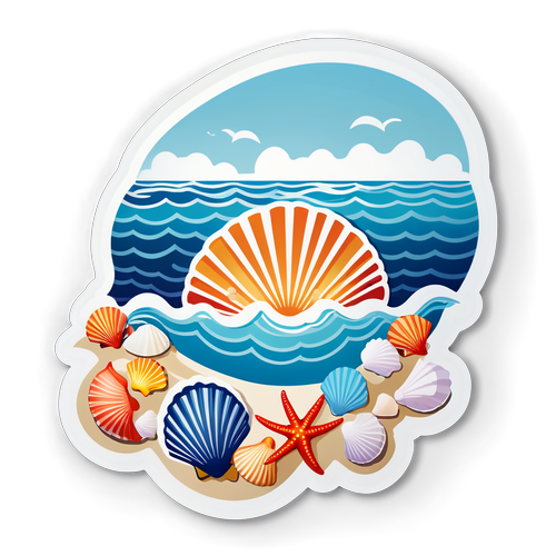 Bodrum Denizi ve Deniz Kabuğu Sticker'ı