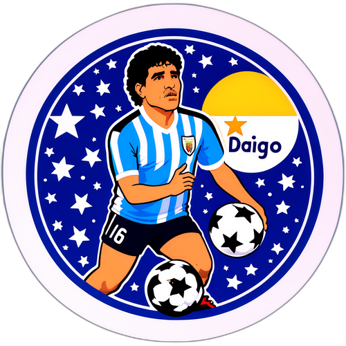 Diseño emblemático de Maradona con un balón
