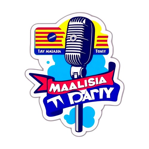 Stiker Mikrofon Retro Berita