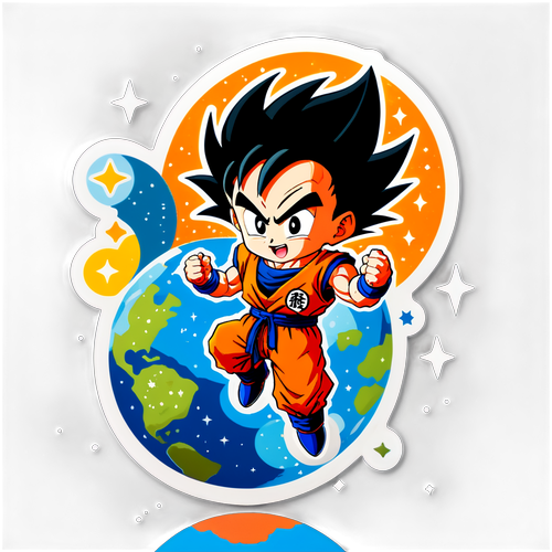 星空を舞うかわいいドラゴンボールキャラクター