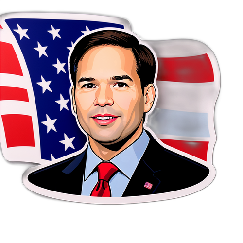 Autocolant cu Marco Rubio și Drapelul American