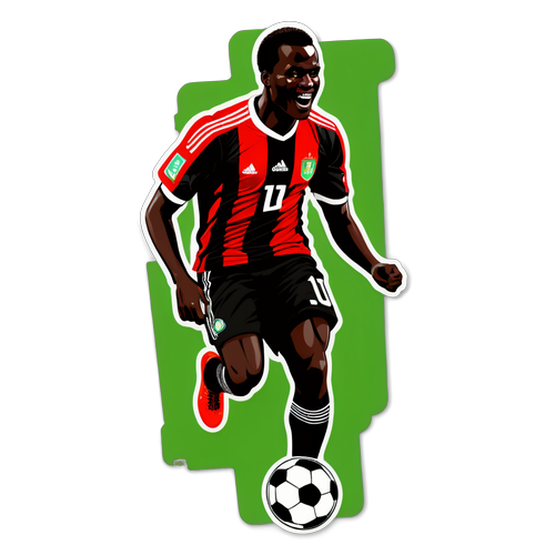 Aboubakar'ın Futbol Tutkusu: Renkli ve Dinamik Sticker ile Oyun Alanında Yaşanan Enerji!