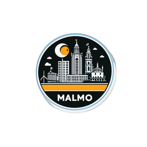 Malmö FF-logotyp med stadsskyline