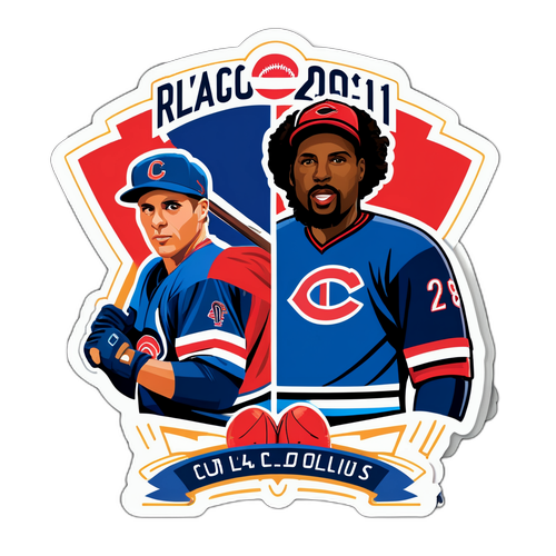 Наклейка с игроками из Сент-Луиса и Чикаго, соревнующимися в предсказании чтения