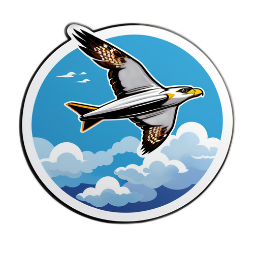 Наклейка с изображением самолета Falcon 50, летящего над облаками