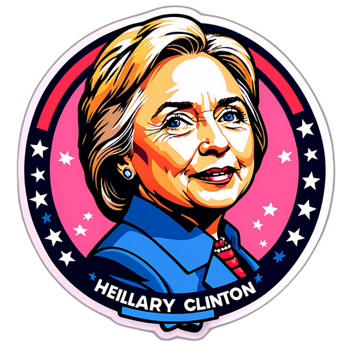 Aufkleber von Hillary Clinton mit einem starken Slogan für Gleichheit und Fortschritt für Frauen