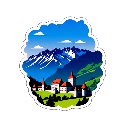 Liechtenstein Gyönyörű Táj és Kastély Siluett