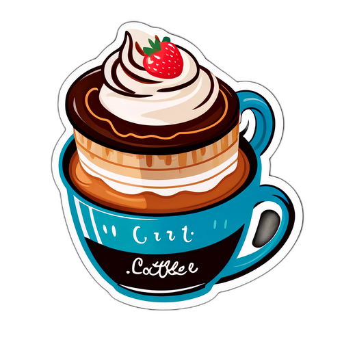 タリーコーヒーの人気メニュー、ラテとケーキの可愛いイラスト