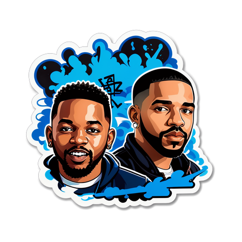 Stickers mettant en avant un duo dynamique entre Kendrick Lamar et Drake