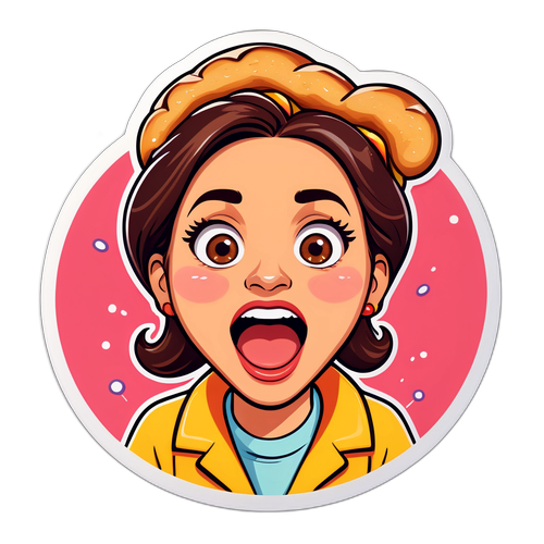 惊讶的女人和炸面圈