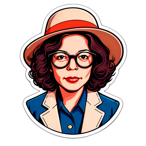 Γυναίκα με γυαλιά και καπέλο, εμπνευσμένη από τη Fran Lebowitz
