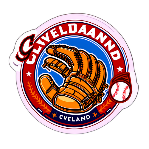 Retro Baseball Glove Sticker - Cleveland Guardians