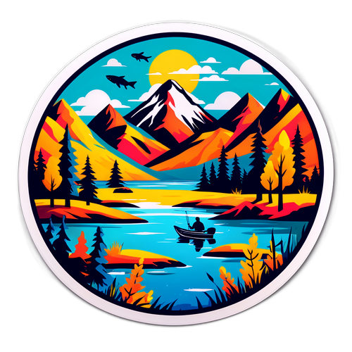 Lebendiger Aufkleber-Design von Lake Achen