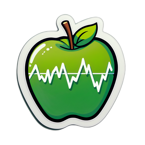 מדבקת תפוח עם גרף שוק המניות