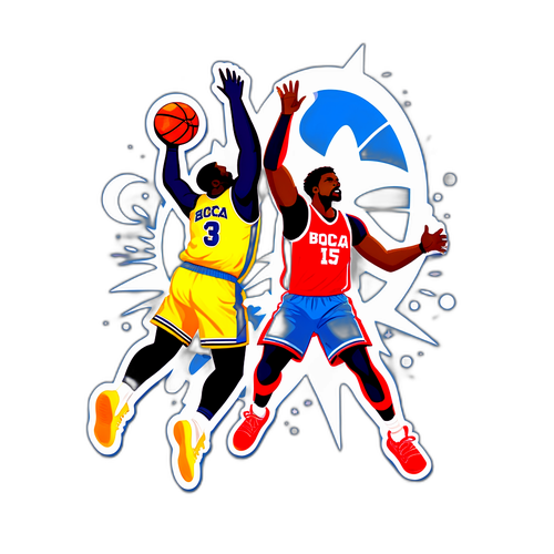 Sticker celebrando el partido de baloncesto Boca vs Instituto