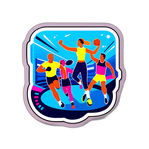 スポーツイベントのシーンを描いた活気あるデザイン