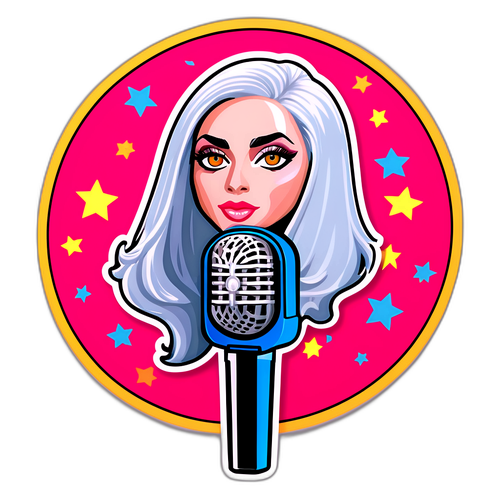 Lady Gaga Mikrofon ve Sahne Işıkları Stickerı