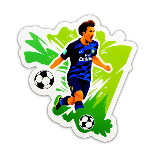 Sticker mit dynamischem Fußballspiel-Szenario