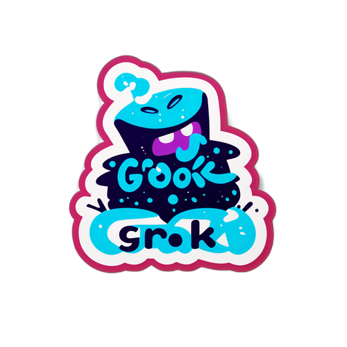 สติกเกอร์คำว่า 'Grok' ในสไตล์โมเดิร์น