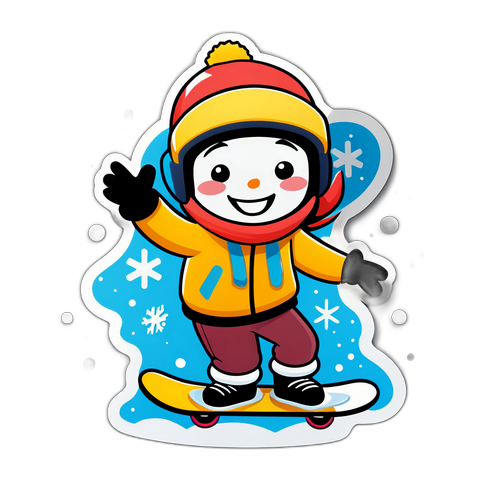 Personnage de dessin animé snowboardeur