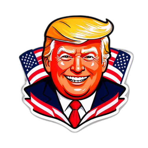 Návrh samolepky s karikaturou Donalda Trumpa