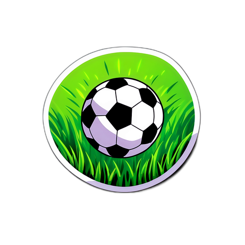 ลูกฟุตบอลลอยเหนือสนามหญ้าสีเขียวสดใส