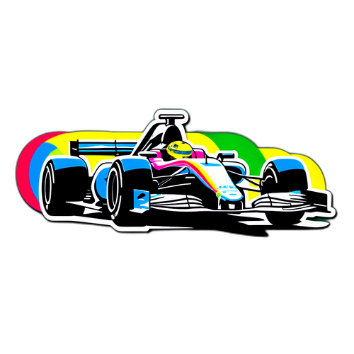 F1-auto siluetti värikkäillä raidoilla