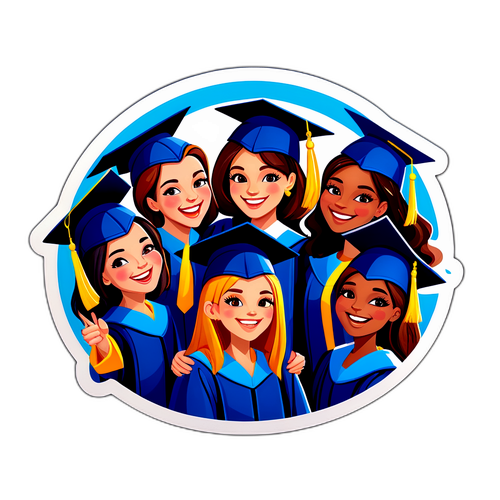 Illustration des amies célébrant leur graduation