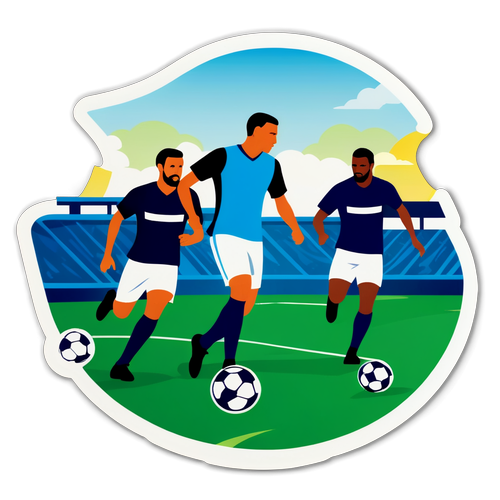 Design artistic cu jucători de fotbal pe un fundal de teren de fotbal în Napoli