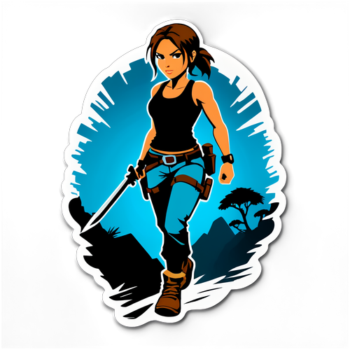 A Tomb Raider logó és Lara Croft sziluettje