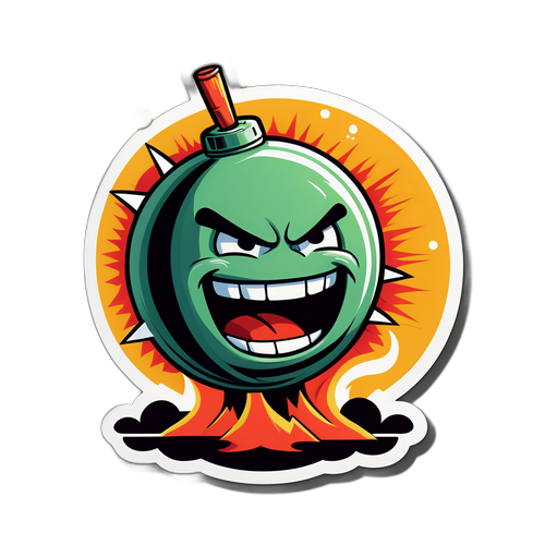 Sjov tegneserie af en husbane med en smilende bombe