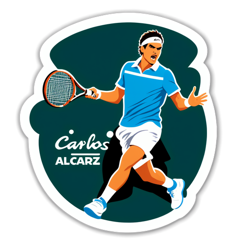 Sticker de un jugador de tenis en acción