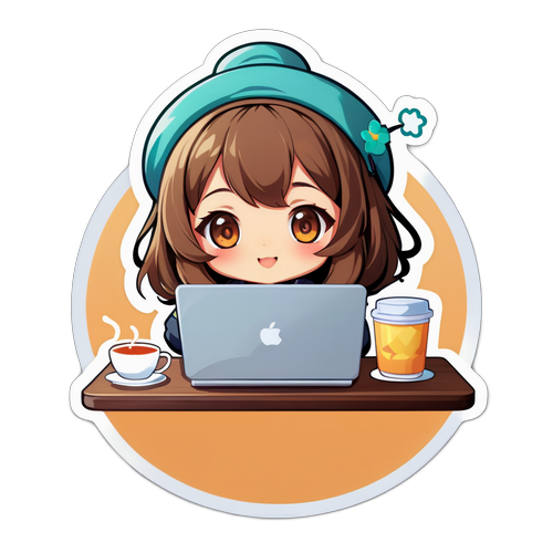 ティーショップのVTuberのステッカー