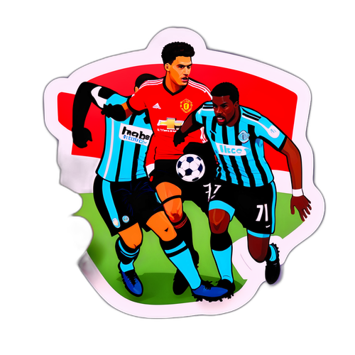 Sticker vibrant cu jucători de fotbal de la meciul Man Utd - Newcastle United