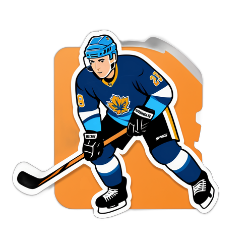 Speelse Hockey Speler Sticker