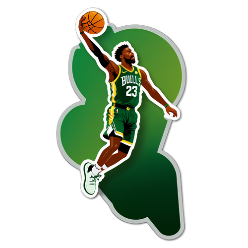 Unleash the Thrill! Experience the NBA's Explosive Energy with This Stunning Green and Gold Sticker!