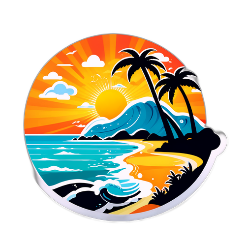 Sticker thời tiết Đà Nẵng với cảnh biển đẹp và dự báo thời tiết hàng ngày